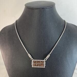 Brighton Silver Abacus look necklace with topaz colored crystals